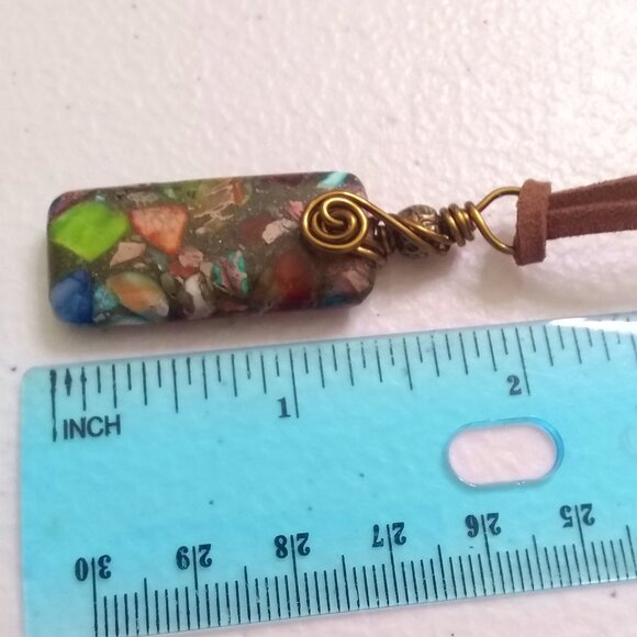 Woodland Green! Wire Wrapped Sea Sediment Jasper Pendant! Perfect Fall Colors! - Picture 5 of 6